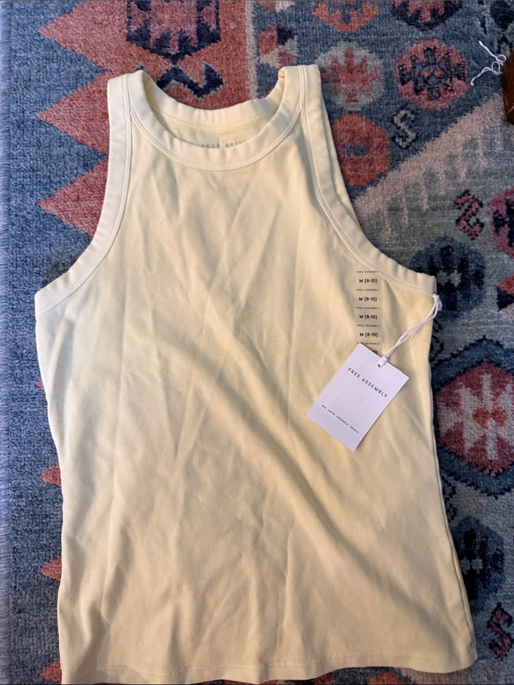 Free Assembly Women's Pale Yellow Ribbed Tank Top